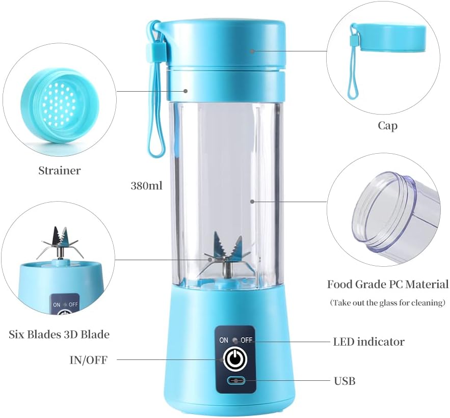 Portable Mini Juicer Blender – USB-Rechargeable & Travel-Friendly